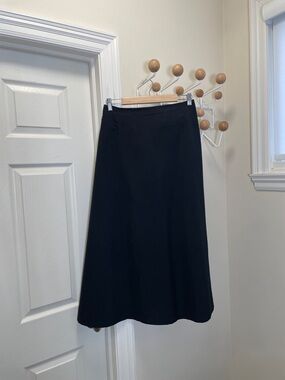 LeMaire - Cotton Linen Blend Front Pocket Maxi Skirt - Black - 42 or 12 or XL